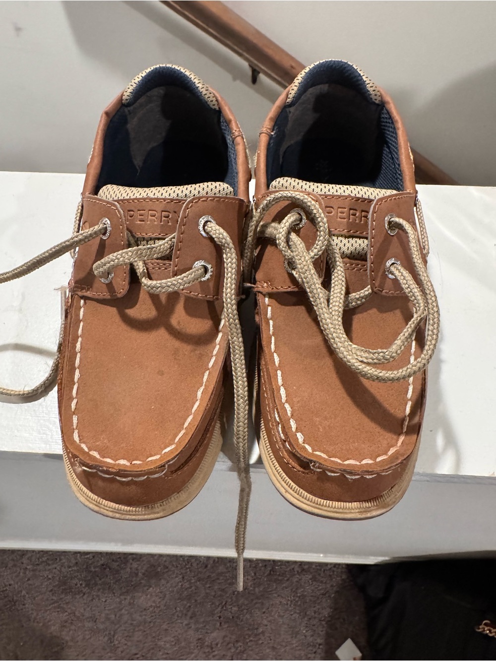 Sperry Kids Tan Leather Lace-Up Boat Shoes